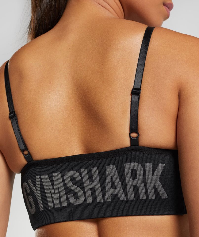 Staniki Sportowe Gymshark Flex Z Paskami Damskie Czarne | PL 392CVG